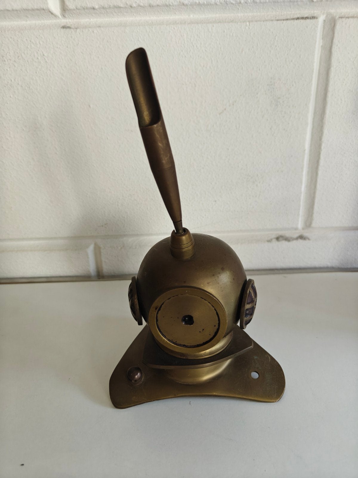 Bronzen pennen houder duikhelm vintage 21 cm hoogte, Gebruikt, Gebruiksvoorwerp, Motorboot of Zeilboot, Ophalen of Verzenden
