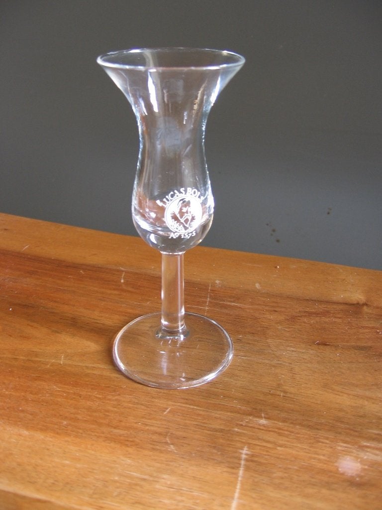 Bolsglaasje. Opschrift "Lucas Bols Ao 1575", Ophalen of Verzenden, Zo goed als nieuw, Borrel- of Shotglas