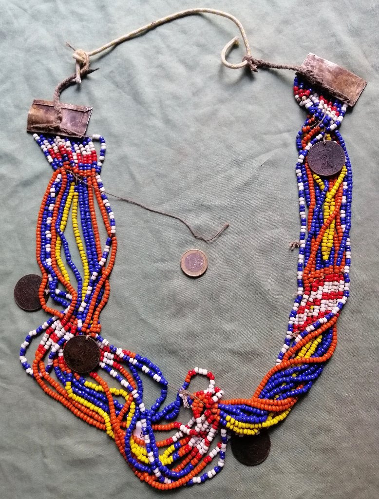 Naga of Bonda ketting Tribal Jewelry indonesian coins, Antiek en Kunst, India, Ophalen of Verzenden, Sieraad, Handgemaakt