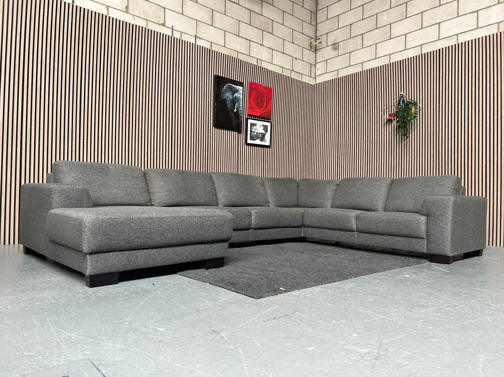 GRATIS LEVERING INHOUSE U BANK 355X255 GEREINIGD, U bank inhouse, Hoekbank, 300 cm of meer, Ophalen of Verzenden