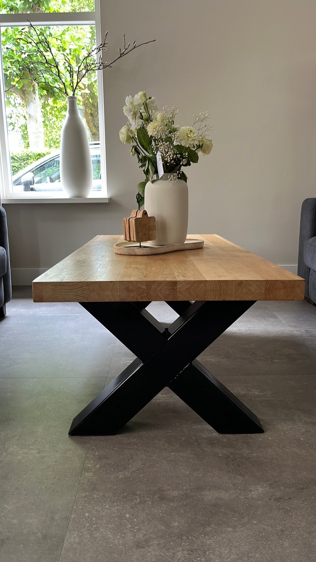 Prachtige houten salontafel, Ophalen, 100 tot 150 cm, 50 tot 100 cm, Zo goed als nieuw