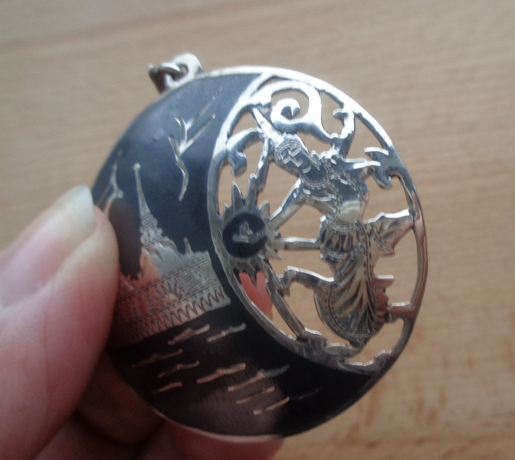 Sterling Zilver Siam Niëllo hanger [868], Verzenden, Zo goed als nieuw, Zilver, Zilver