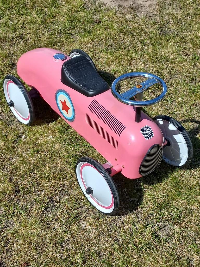 Retro Roller vintage raceauto roze loopauto, Kinderen en Baby's, Speelgoed | Buiten | Voertuigen en Loopfietsen, Ophalen