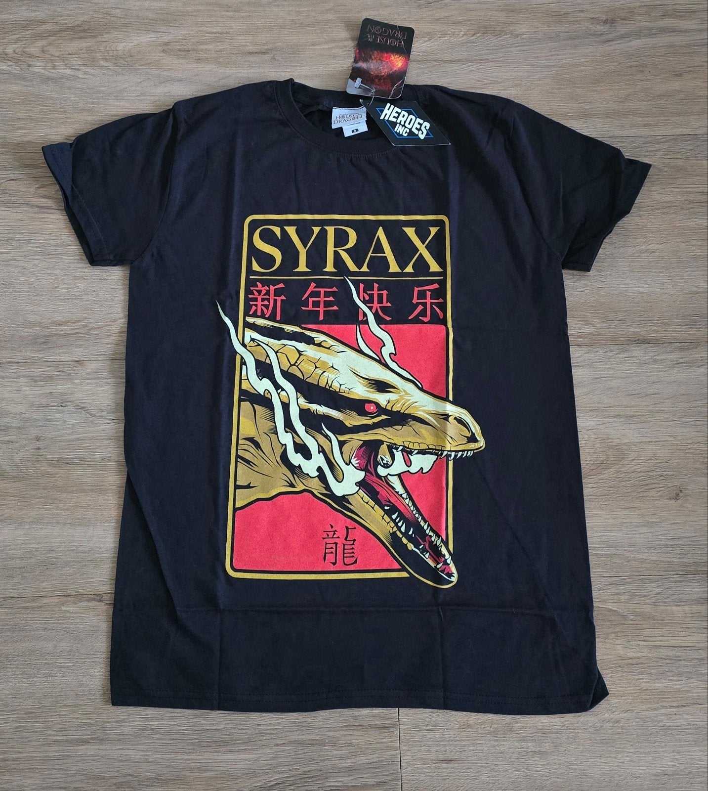 Game of Thrones House of the Dragon Syrax T-shirt Maat S, Zwart, Nieuw, Ophalen of Verzenden, Game of Thrones
