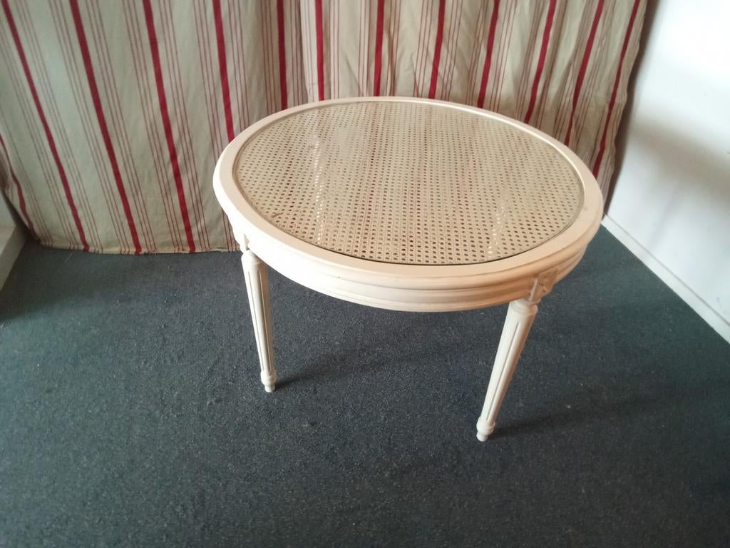 Mooie salontafel rotan met glasplaat 52h 78 br, 50 tot 100 cm, Zo goed als nieuw, Minder dan 50 cm, Rechthoekig
