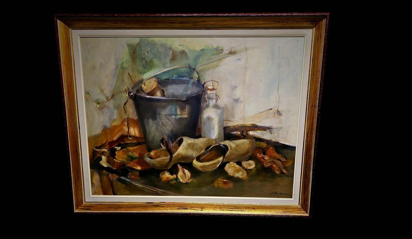 Stilleven met klompen .Gesigneerd, Ophalen of Verzenden