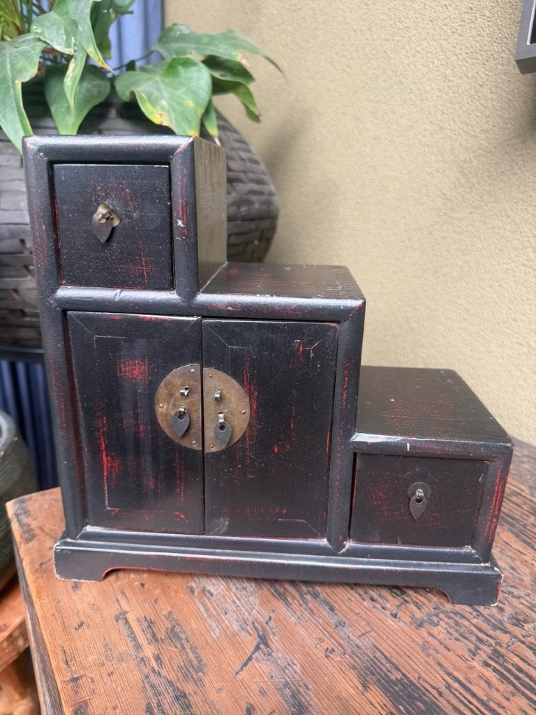 Chinees Trappenkastje Sieradenkastje (Kaidan Tansu) ️, Hout, Bruin, Doos, Ophalen of Verzenden