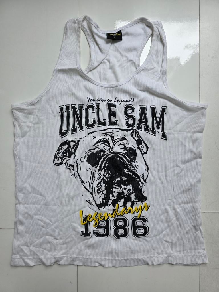 Uncle Sam singlet tanktop bodybuilding, Kleding | Heren, Sportkleding, Maat 52/54 (L), Wit, Ophalen of Verzenden, Voetbal