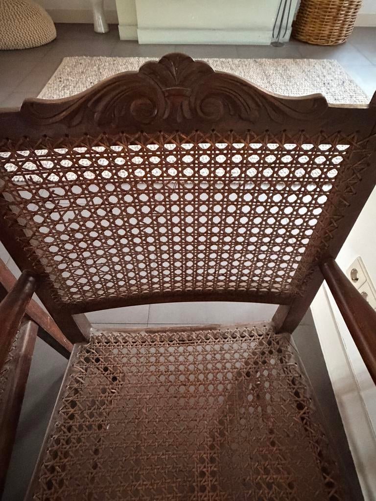 Set van 2 Antieke Kerkstoelen met Rotan Zitting, Antiek en Kunst, Ophalen of Verzenden