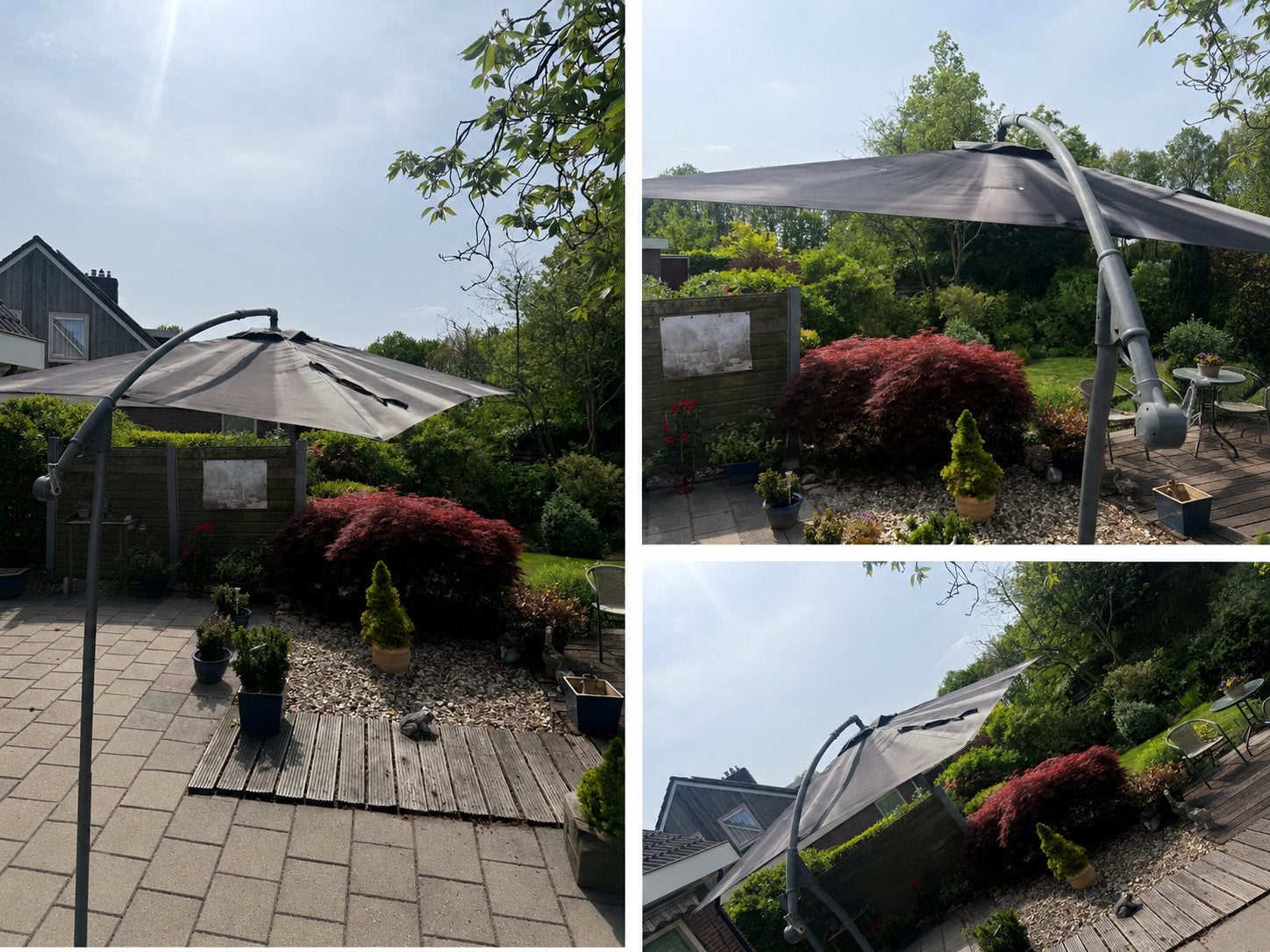 Parasol inclusief stenen voor op de poot.  Teab, Tuin en Terras, Parasols, Ophalen, Zo goed als nieuw, Minder dan 1 meter, Parasolvoet
