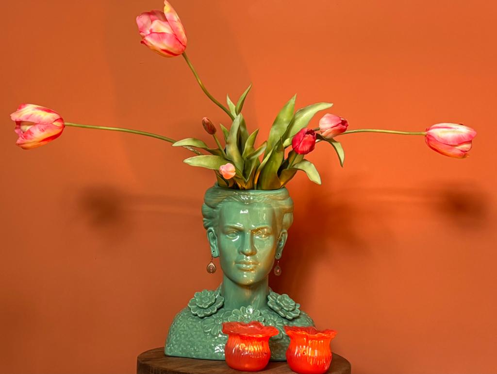 Wants&Needs Vaas ‘Lady Flowers’ Mint, Overige kleuren, Ophalen of Verzenden, Minder dan 50 cm, Glas