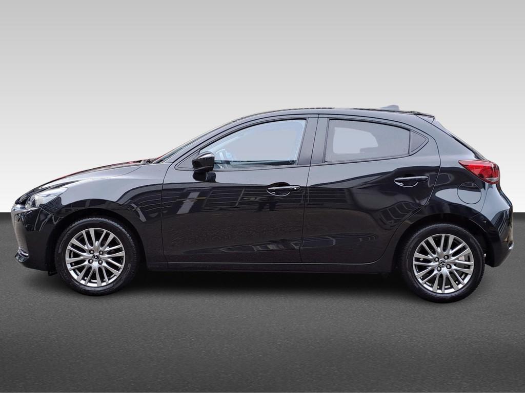 Mazda 2 1.5 SKYACTIV-G 90PK LUXURY NAVI CAMERA HUD LED ECC N, Auto's, Euro 6, 4 cilinders, Zwart, Origineel Nederlands