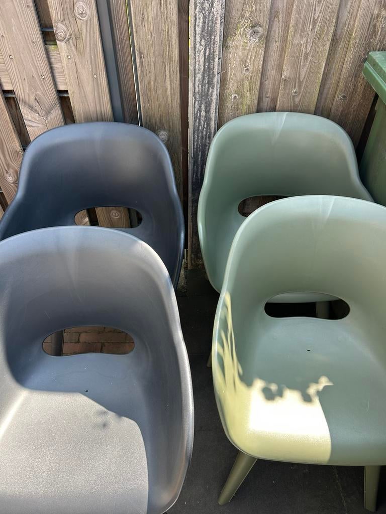 Tuinstoelen zwart en groen, Ophalen, Gebruikt, Kunststof