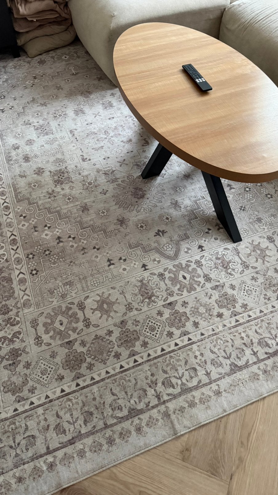 Groot wasbaar vintage look tapijt, Ophalen, Zo goed als nieuw, Rechthoekig, 200 cm of meer