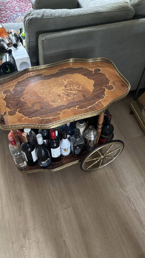 Vintage flessenkar / bar trolley – 65x80x40cm, Ophalen, Gebruikt