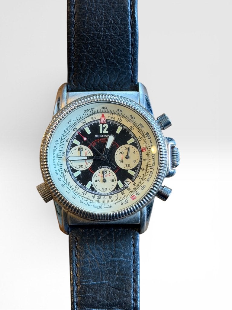 Sekonda Chronograph Quartz horloge, model 3843 BPV, Ophalen of Verzenden, Staal, Overige merken, 1960 of later