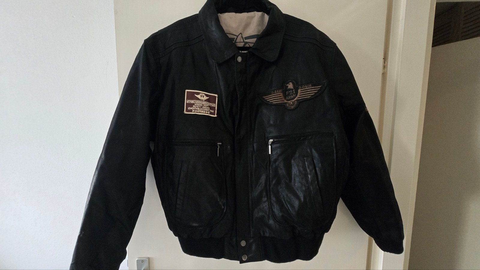 Leren pilotenjack, zwart, maat L, zo goed als nieuw, Kleding | Heren, Maat 52/54 (L), Zwart, Ophalen of Verzenden, Zo goed als nieuw