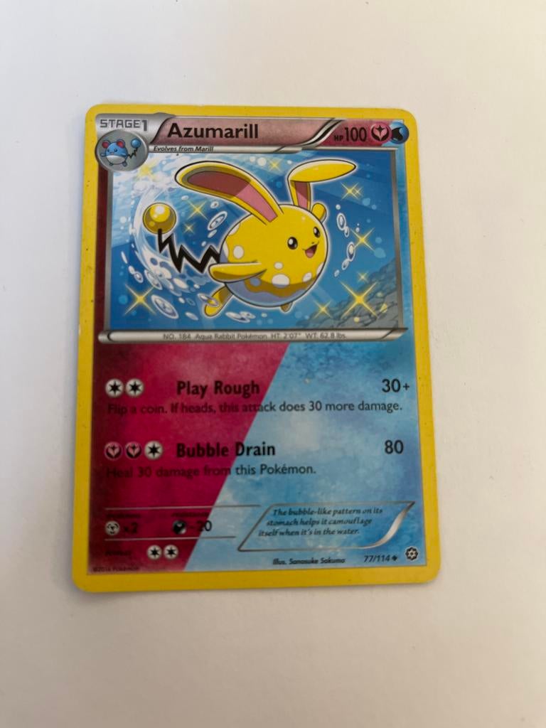 Pokémon Kaart Azumarill 77/114 - Aqua Rabbit Pokémon, Ophalen of Verzenden, Zo goed als nieuw, Losse kaart