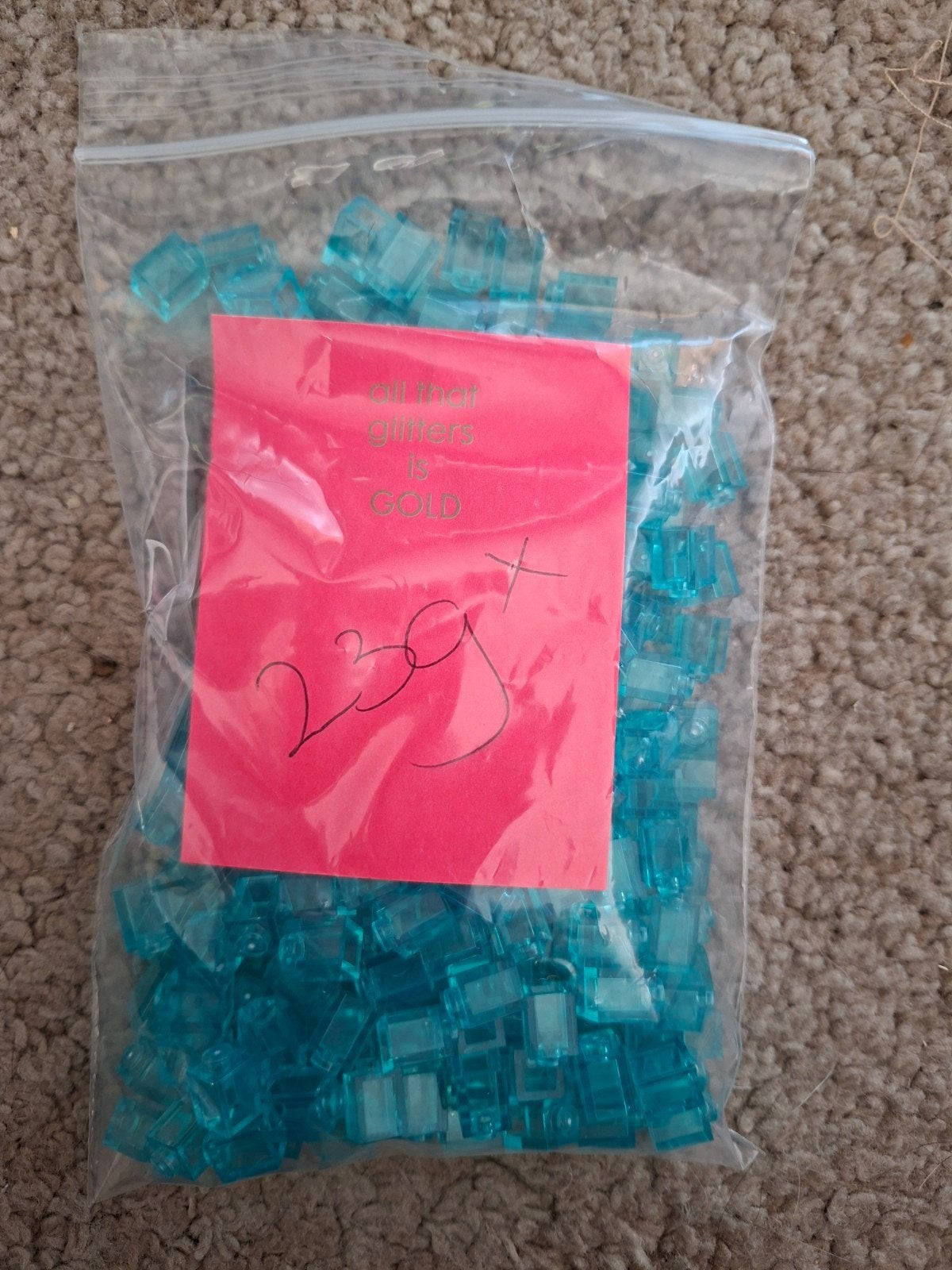 Zakje met 239 nieuwe LEGO transparant blauwe bouwsteentjes, Ophalen of Verzenden, Nieuw, Losse stenen, Lego