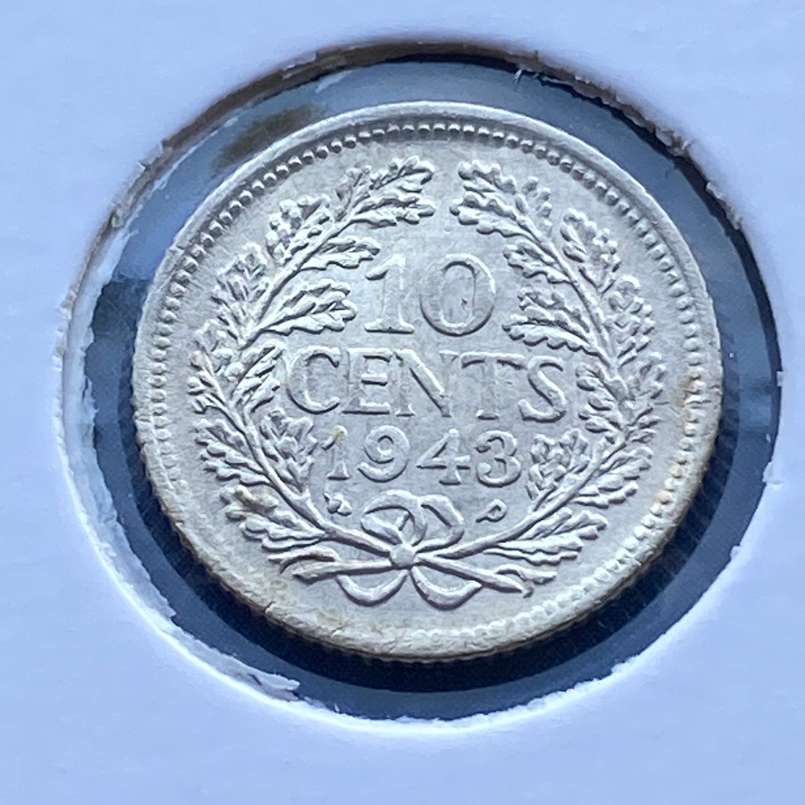 10 Cent / dubbeltje zilver uit 1943 Pe / Ep van Wilhelmina, Verzenden, Zilver, 10 cent, Koningin Wilhelmina