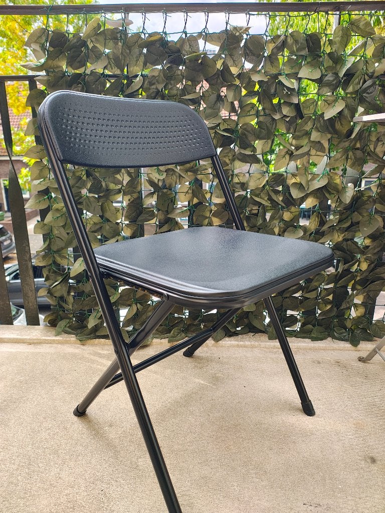 2 Zwarte inklapbare stoelen, Ophalen, Twee, Zwart, Zo goed als nieuw