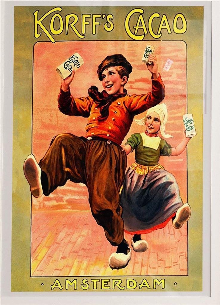 KORFF\'S CACAO Amsterdam Reclame Vintage poster, Verzenden, Nieuw, Overige typen