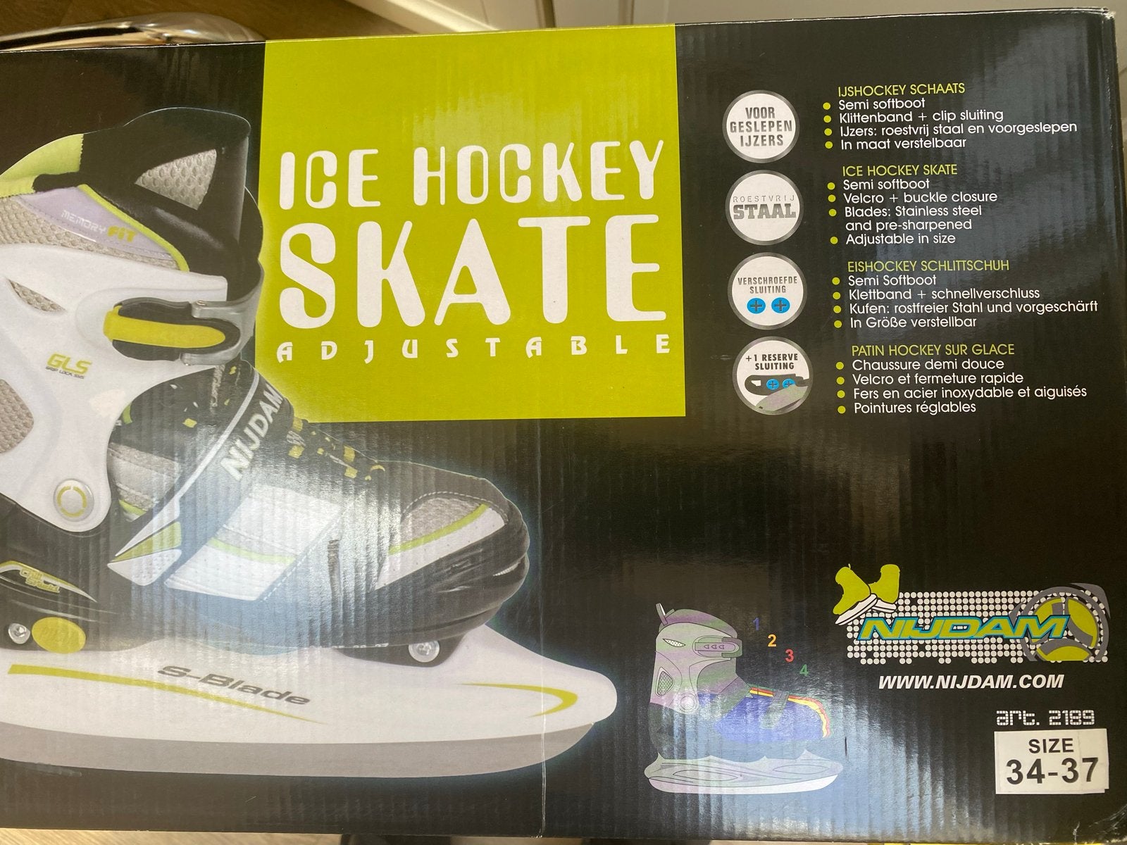 Nijdam verstelbare ijshockeyschaatsen maat 34-37, Ophalen of Verzenden, Zo goed als nieuw, IJshockeyschaatsen, Nijdam