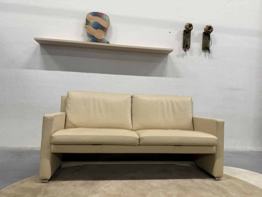 Leolux Timandra 2,5 Zits bank creme leer design 173, Huis en Inrichting, Info@leolux.nl, 150 tot 200 cm, Tweepersoons, Ophalen of Verzenden