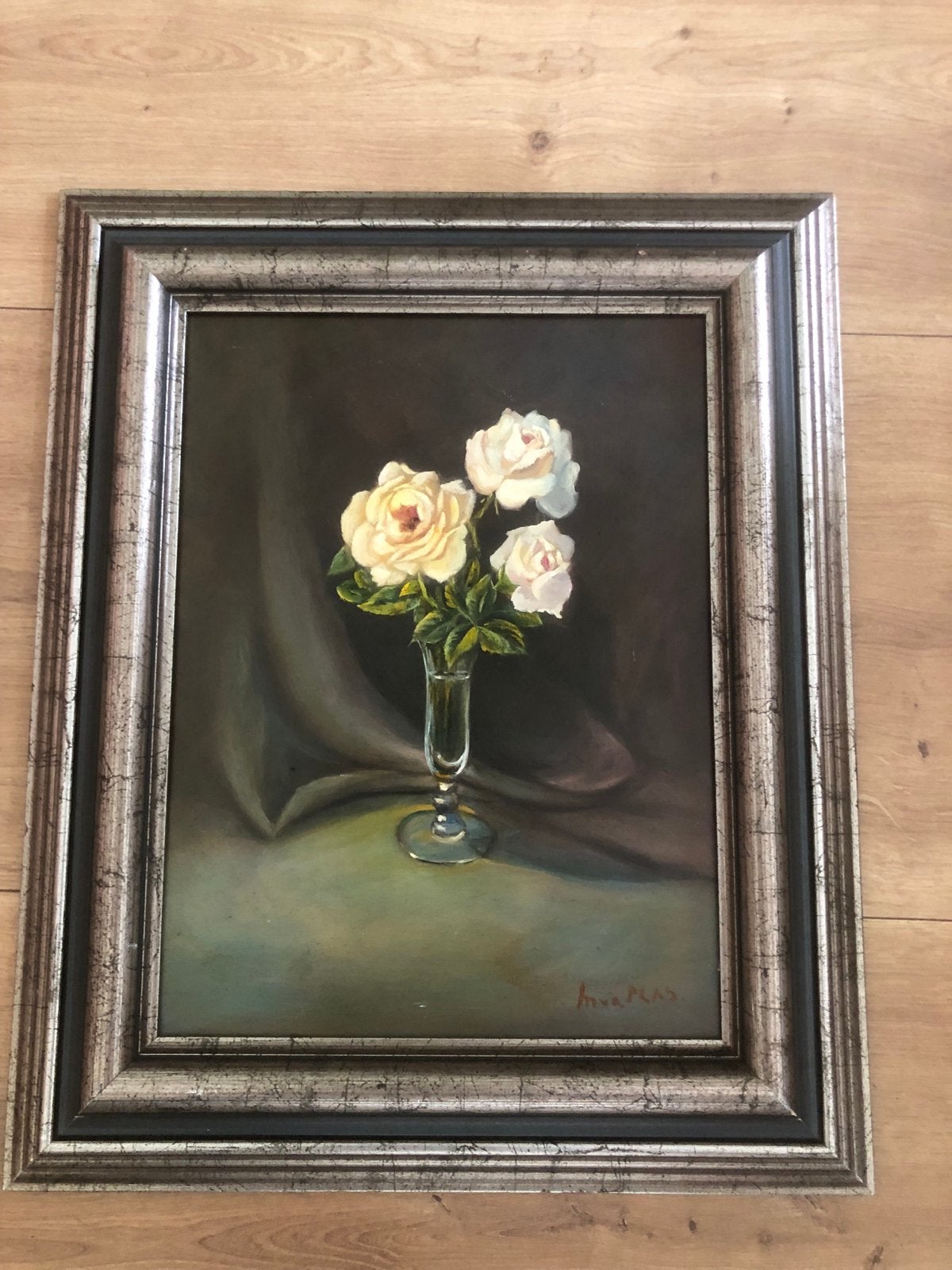 Olieverf schilderij Marcel vd. Plas (45x55cm), Ophalen of Verzenden