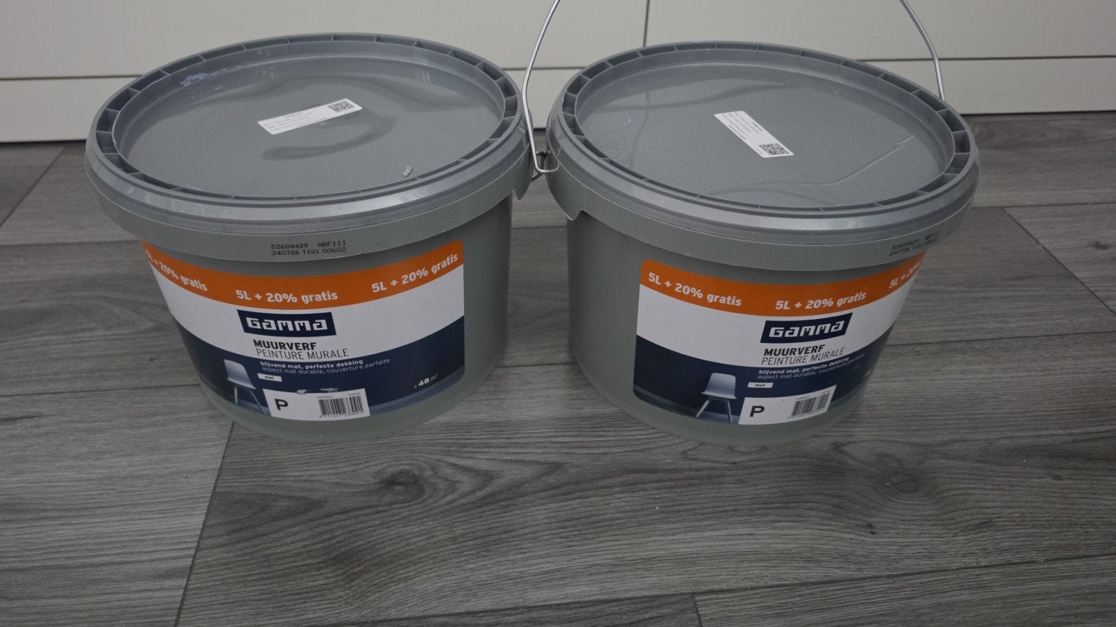 GAMMA Muurverf 2x 5L  - Evening Shade / Morning Mist, Ophalen, Overige kleuren, 5 tot 10 liter, Nieuw