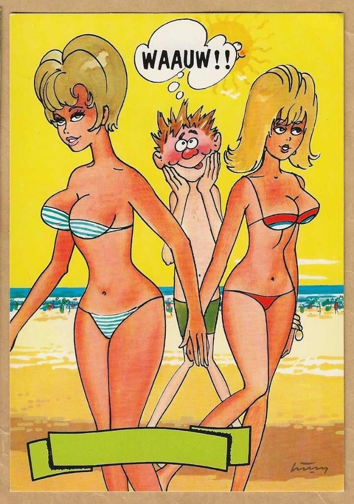 Ansichtkaart. WAAUW!! Strand vermaak, Ophalen of Verzenden, 1960 tot 1980, Ongelopen, Zeeland