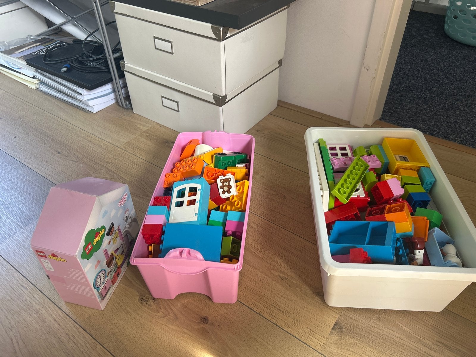 Grote partij LEGO Duplo blokken met opbergboxen, Ophalen, Gebruikt