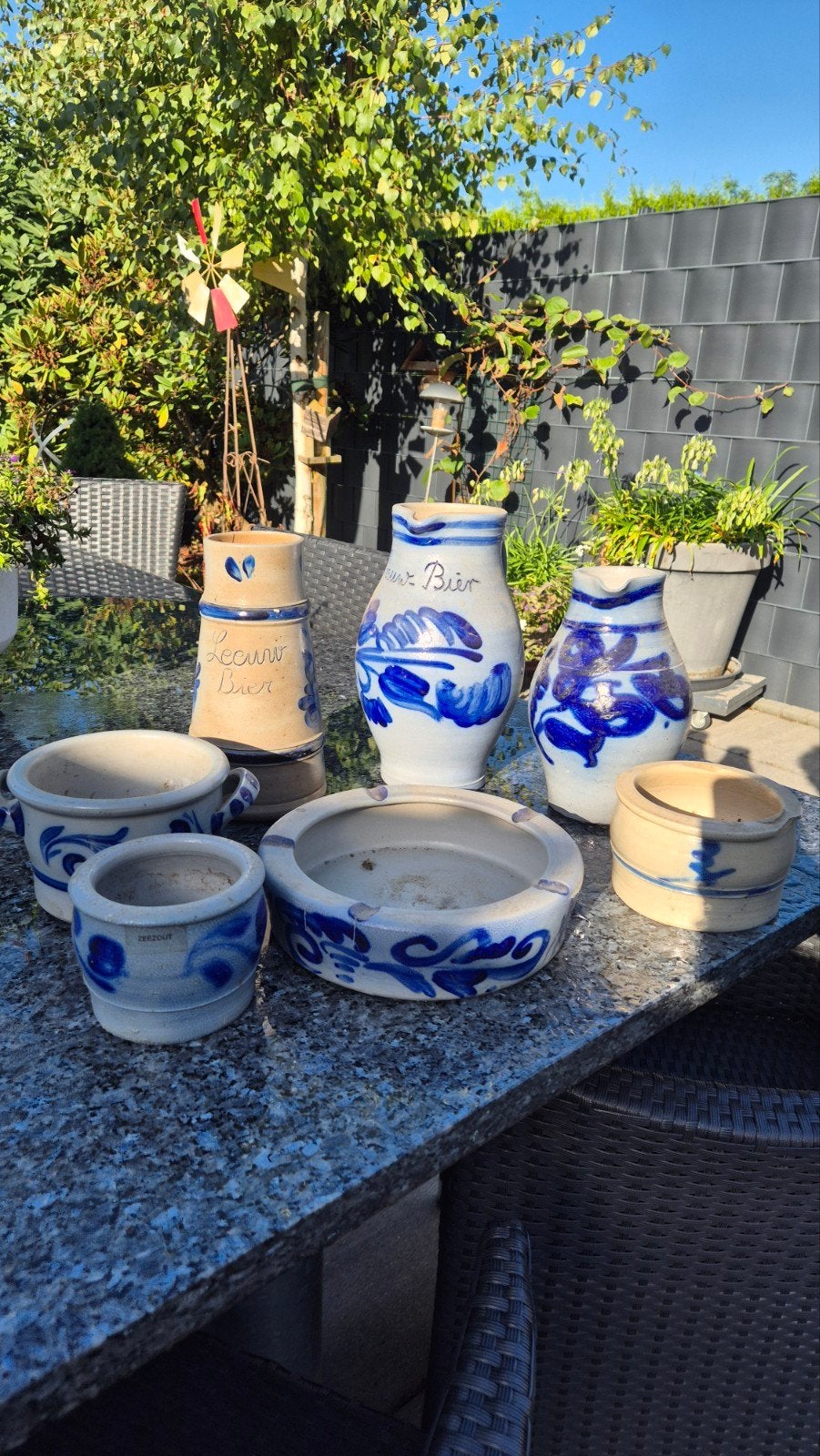 Mooie verzameling oud Westerwald/Keuls steengoed, Tuin en Terras, Ophalen of Verzenden, Rond, Minder dan 30 cm