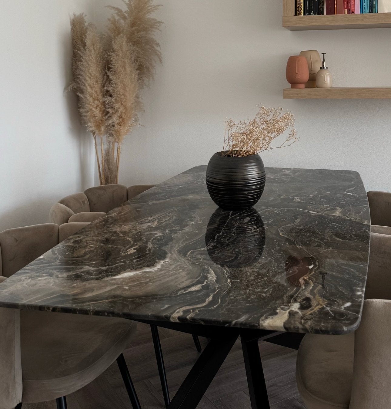 Marmeren Eettafel, Huis en Inrichting, Tafels | Eettafels, Ophalen, Overige materialen, Gebruikt, 50 tot 100 cm