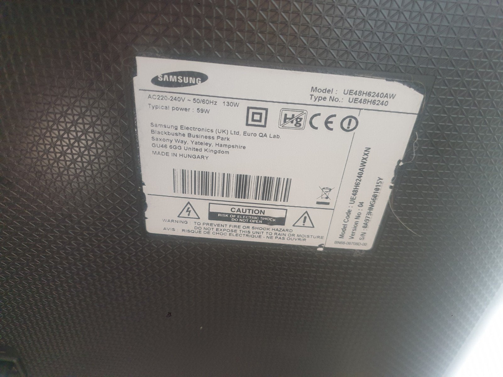 Samsung tv 48inch defect, Ophalen