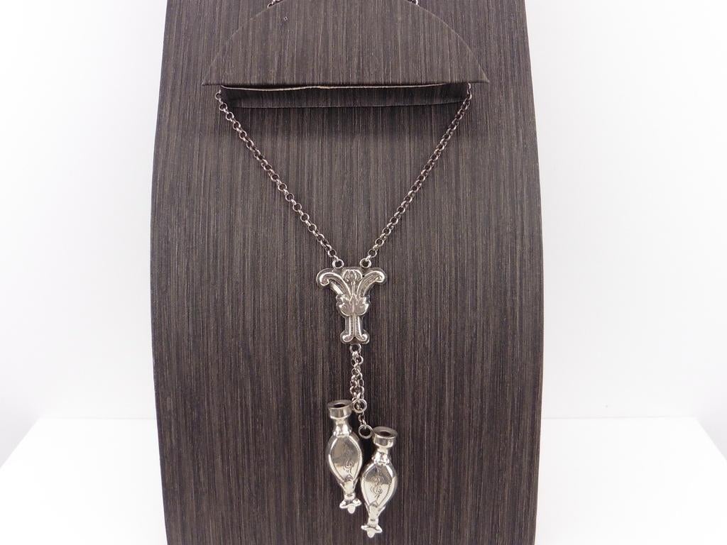 Zilveren jasseron collier met breipendoppen             Z220