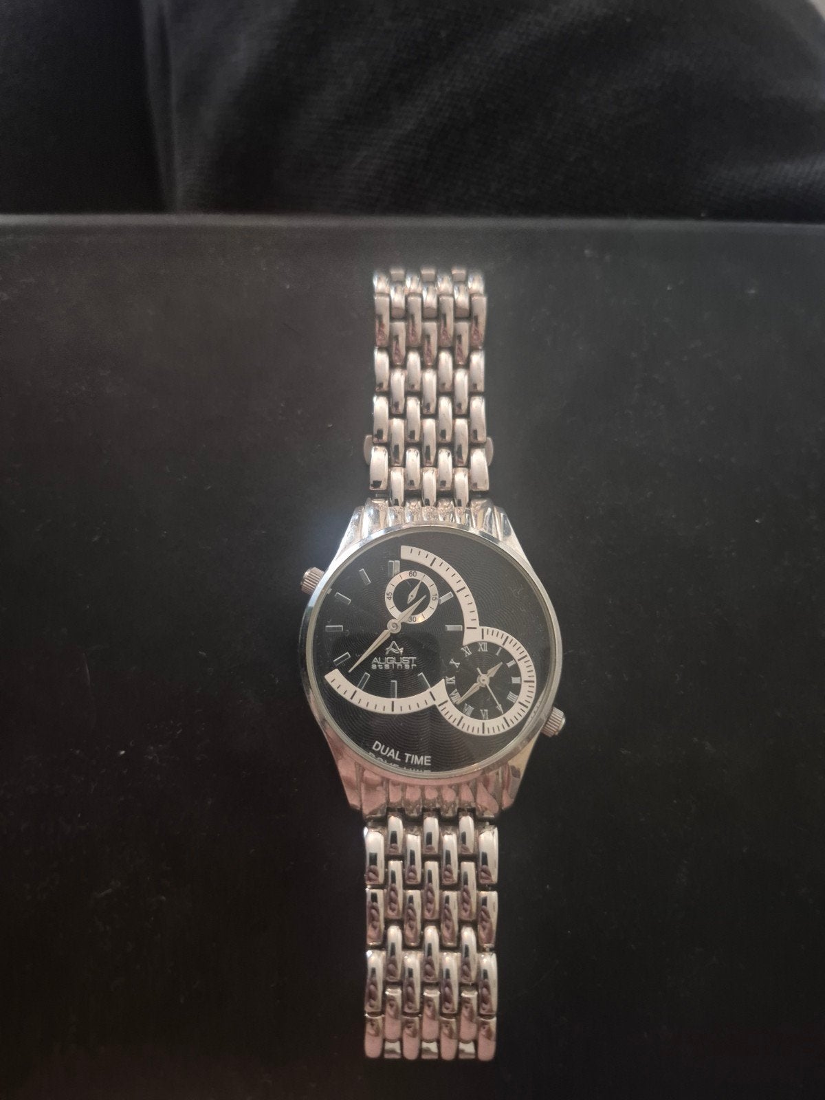August Steiner Horloge - Heren Polshorloge met Dual Time, Staal, Polshorloge, 1960 of later, Ophalen