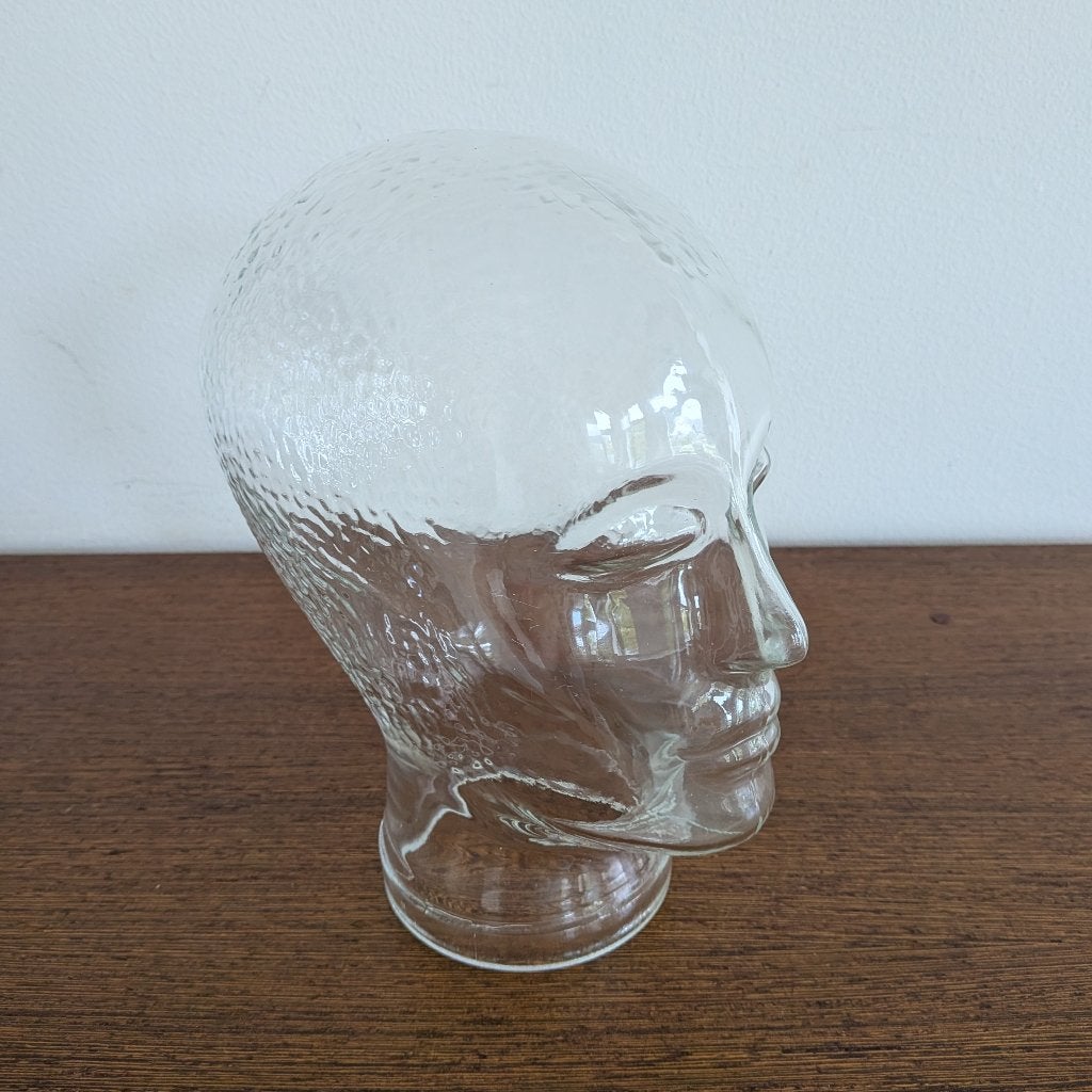 Vintage glazen etalage hoofd van transparant glas., Ophalen of Verzenden, Huis en Inrichting
