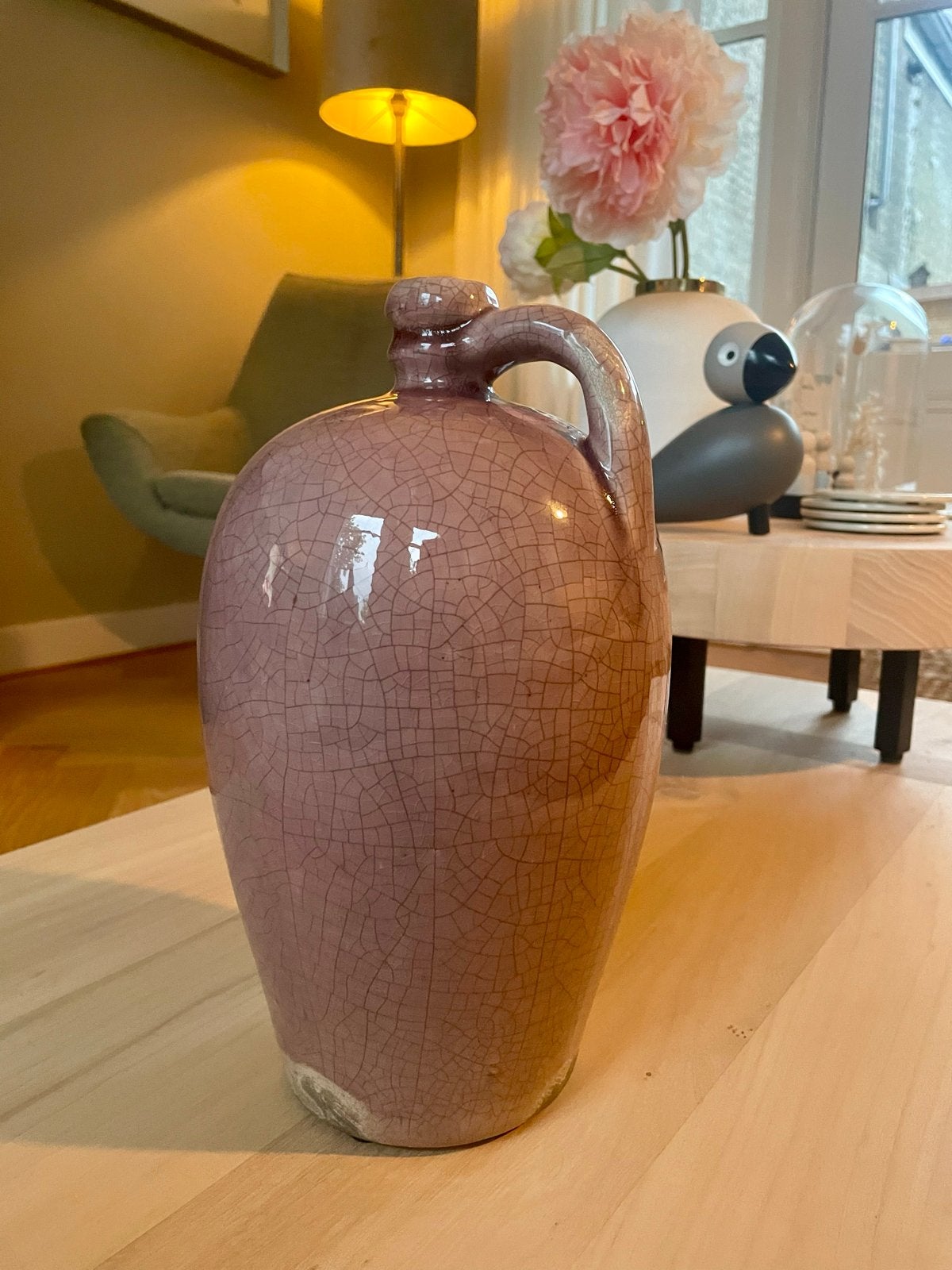 Keramieken kruikvaas 30 cm – oudroze/lila craquelé, Ophalen