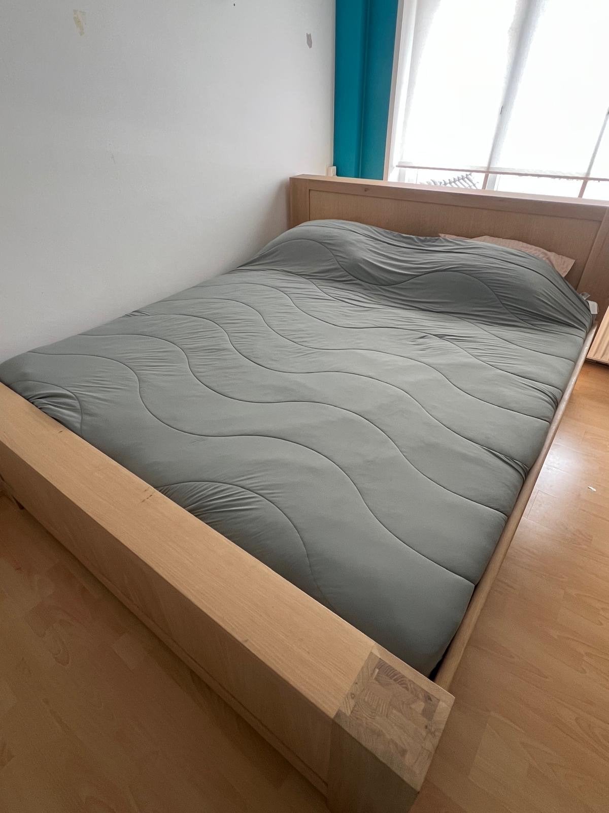 Tweepersoonsbed met verstelbare lattenbodem, Huis en Inrichting, Ophalen, Beige, Tweepersoons, Overige maten