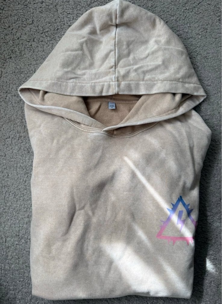 Beige hoodie met opdruk - Zo goed als nieuw, Ophalen of Verzenden, Zo goed als nieuw