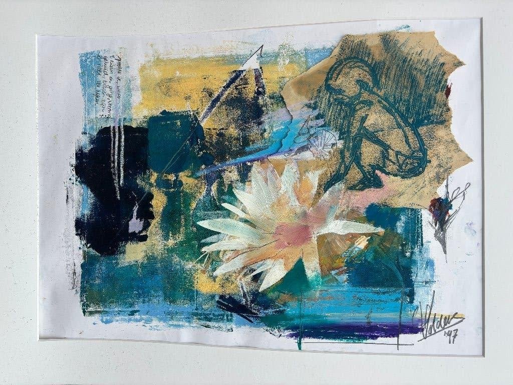 Abstract kunstwerk Claudia Volders ’97 – gemengde techniek, Ophalen