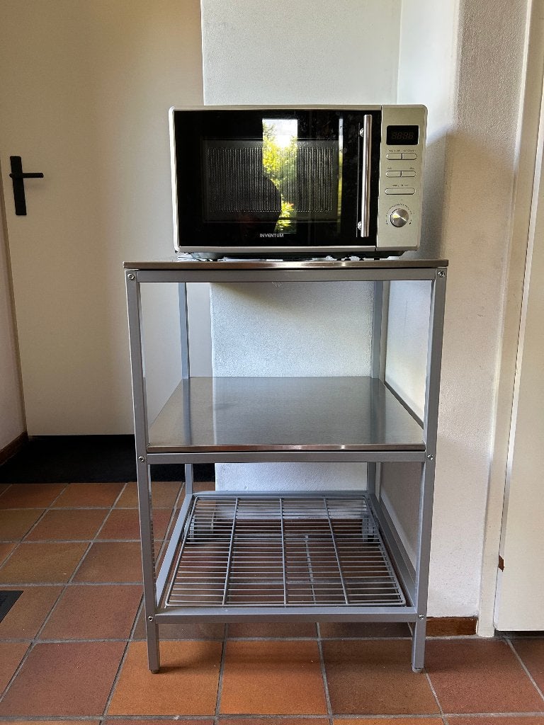 Roltafel IKEA Udden grijs stalen frame RVS bladen 54x54x80, Huis en Inrichting, Ophalen, 50 tot 100 cm, Zo goed als nieuw, Minder dan 100 cm