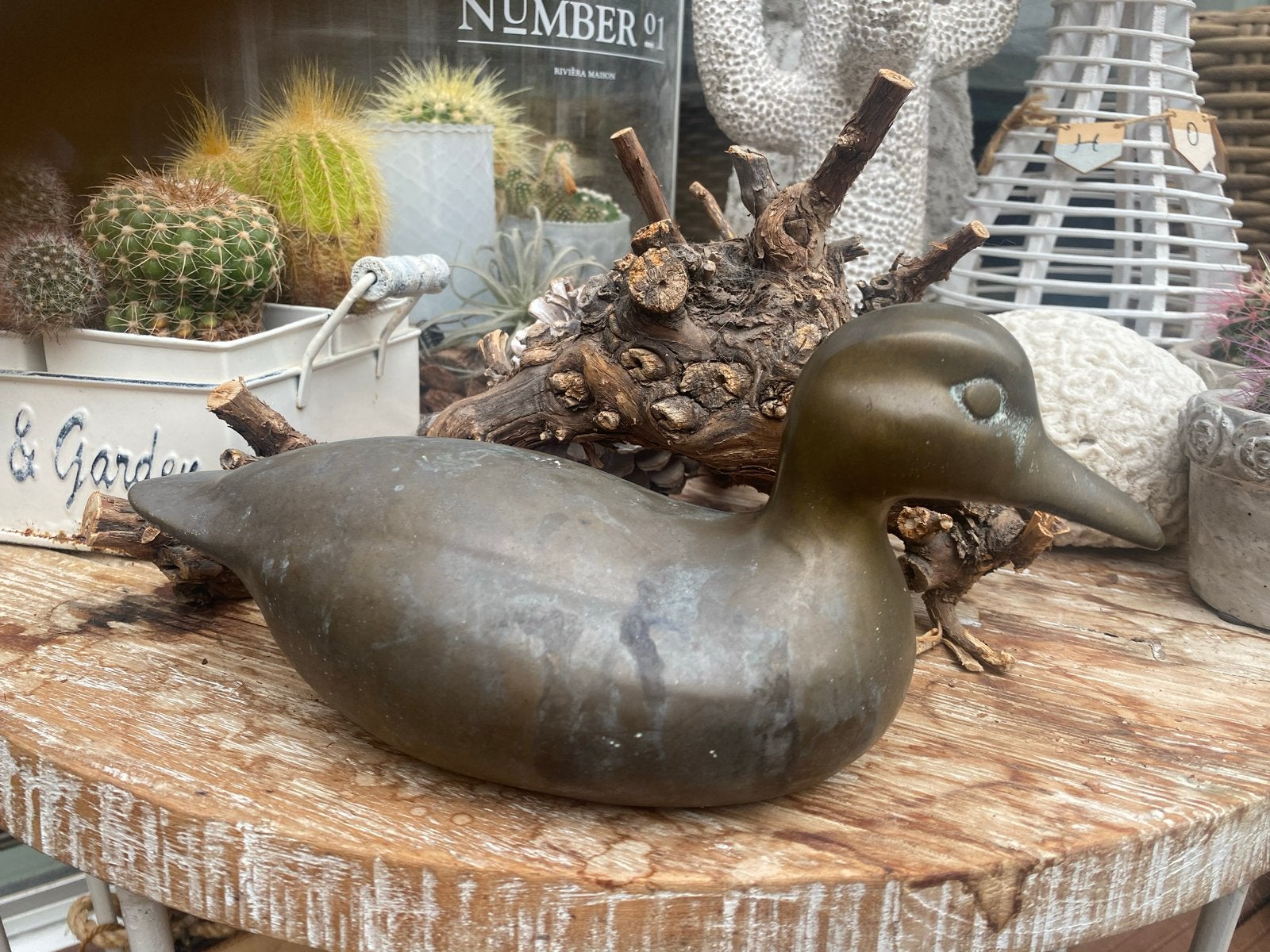 Vintage massieve messing/bronzen eend - Mid-Century Modern, Antiek en Kunst, Ophalen of Verzenden