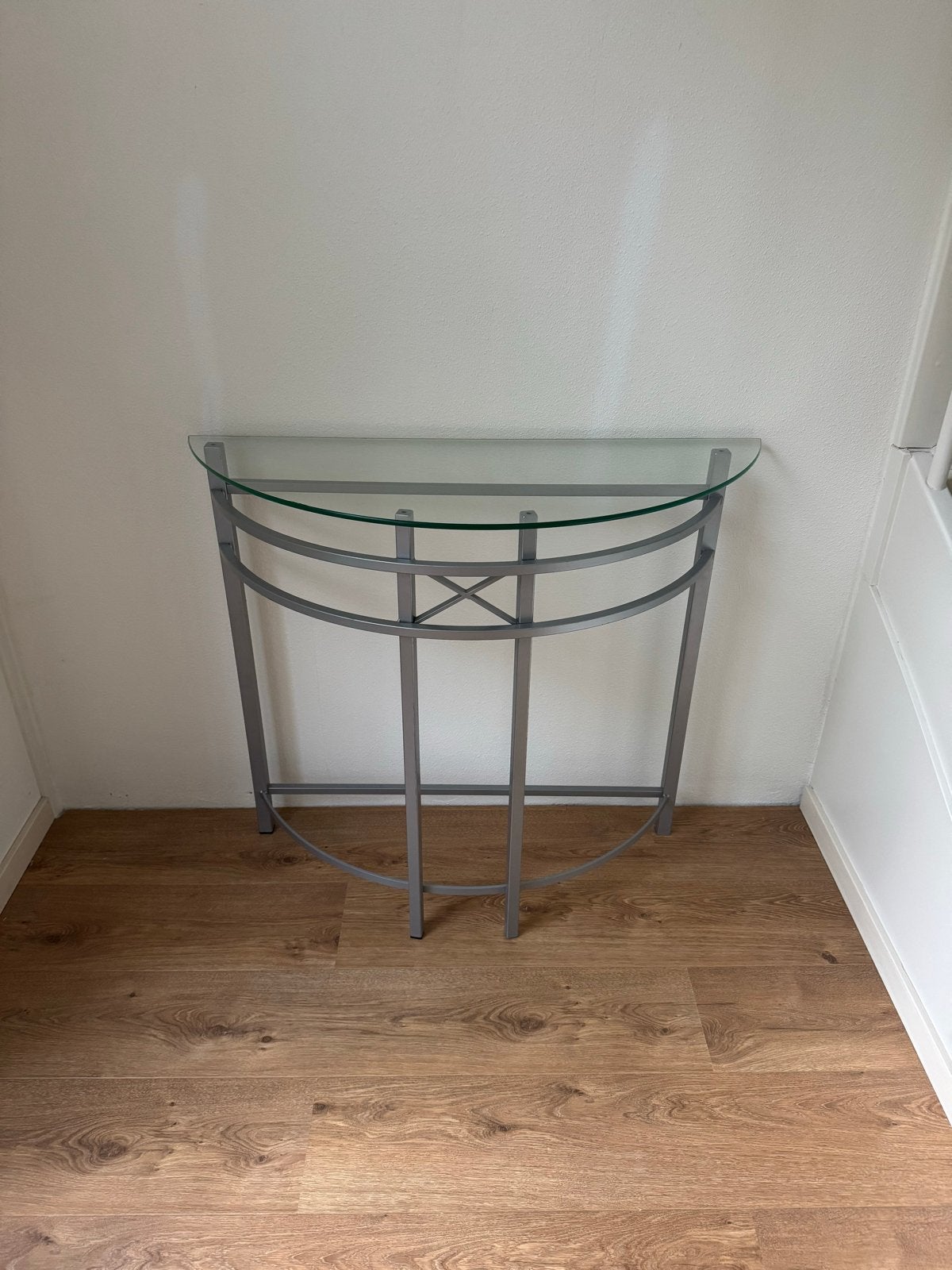 Halftafel met glazen blad, Ophalen, Gebruikt, 50 tot 100 cm, Glas