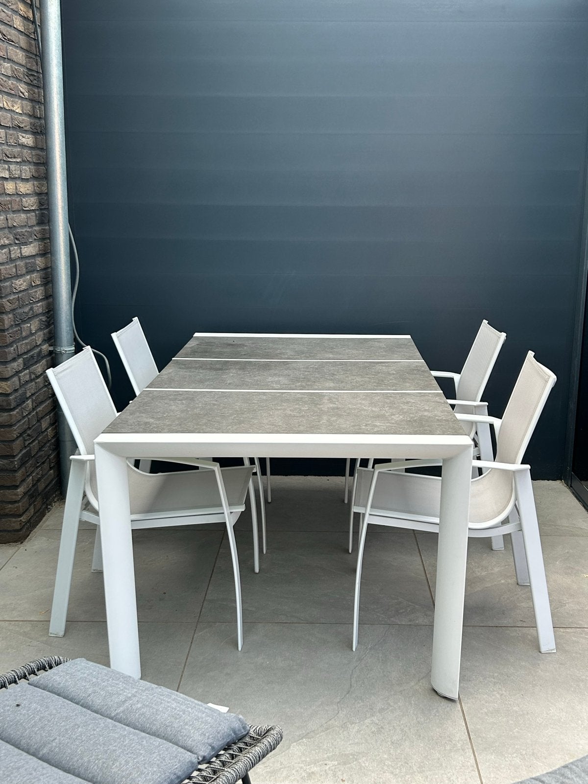 tuinset van Life Style:tafel (180x100) met 4 stoelen, Tuin en Terras, Ophalen, Gebruikt, Eettafel, Tuinset
