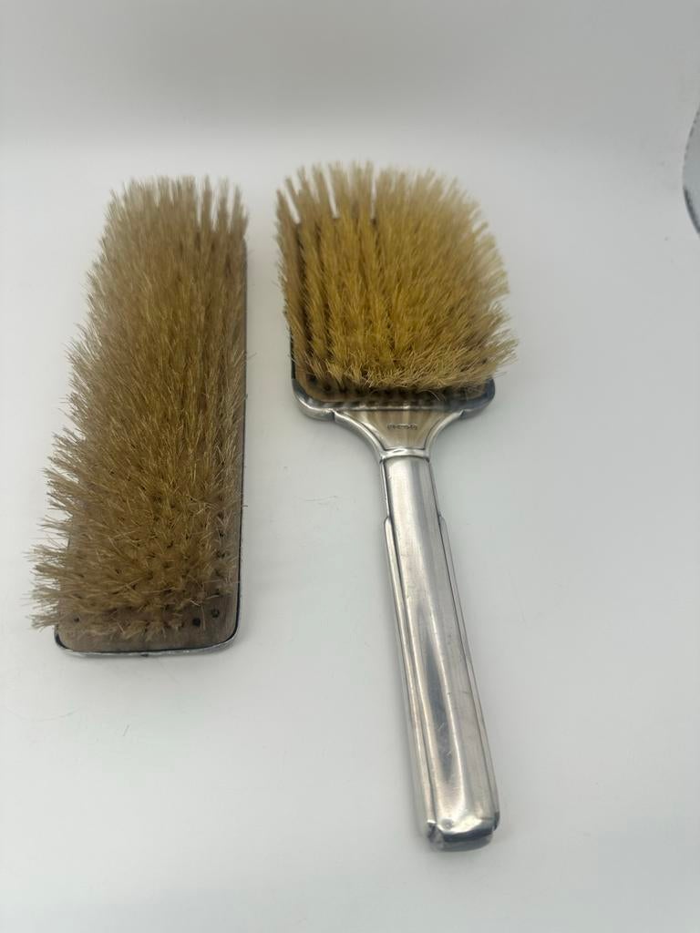 Vintage Gero 90 Verzilverde Kledingborstels Set, Ophalen of Verzenden