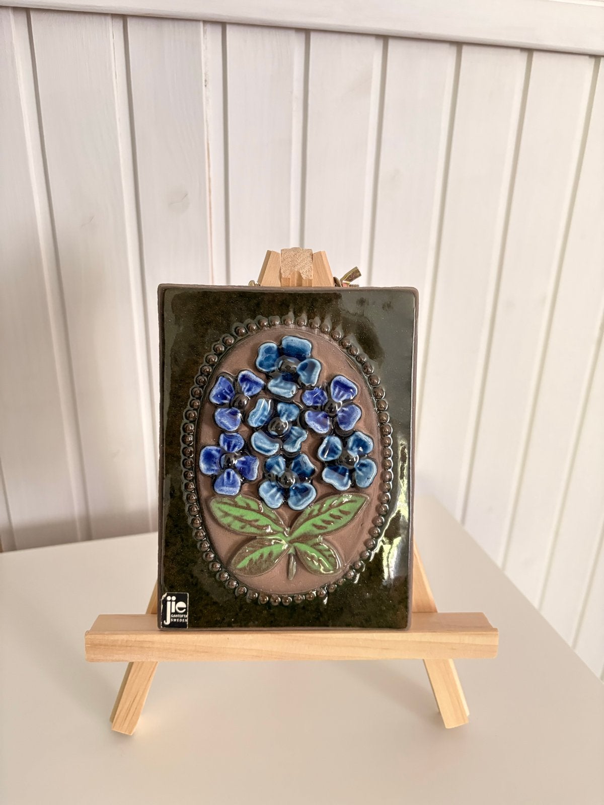 Vintage Wandtegel JIE Gantofta Zweden - Blauwe Bloemen, Verzenden