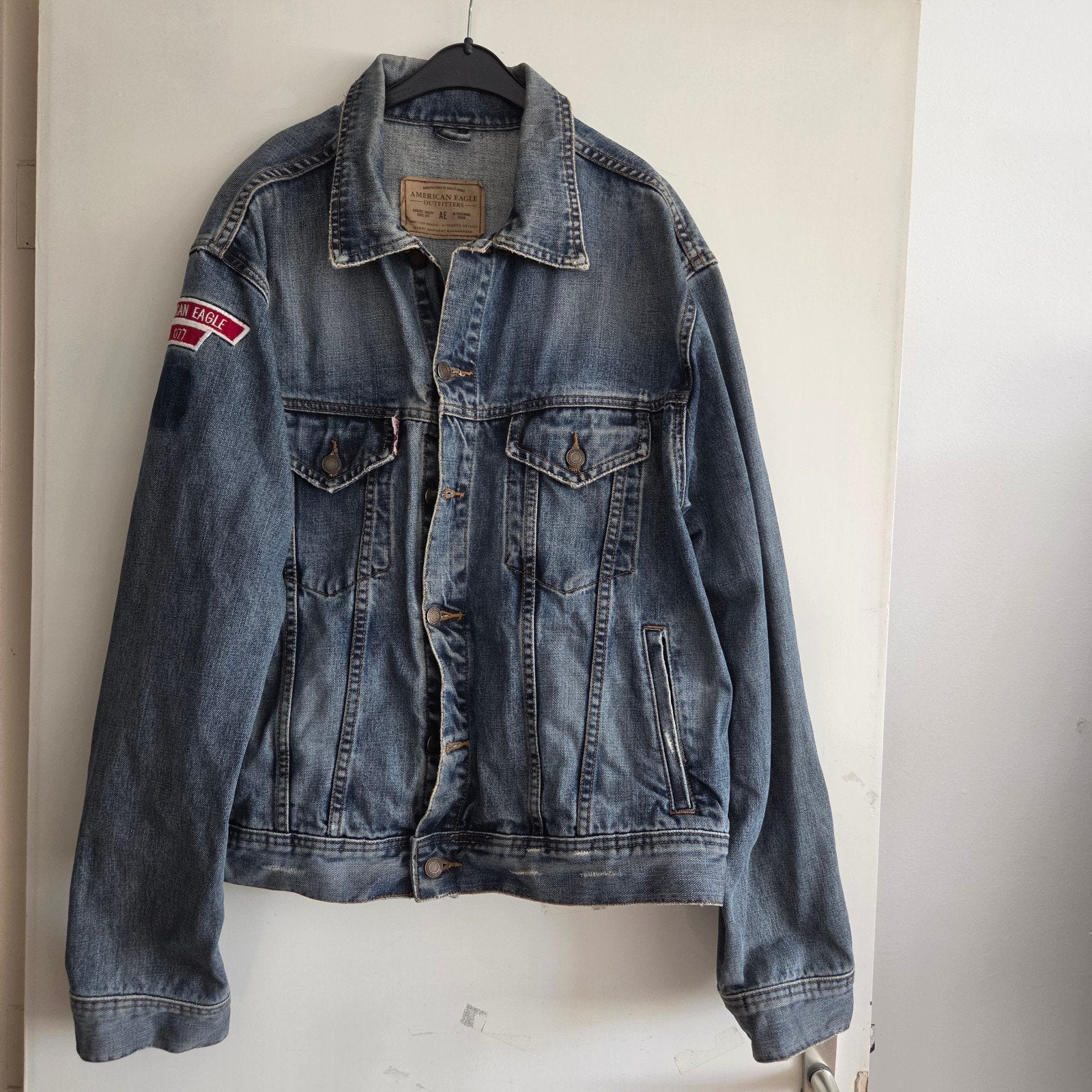 Aangeboden: spijkerjack American Eagle Outfitters, mt XL, Blauw, American Eag, Maat 56/58 (XL), Ophalen of Verzenden