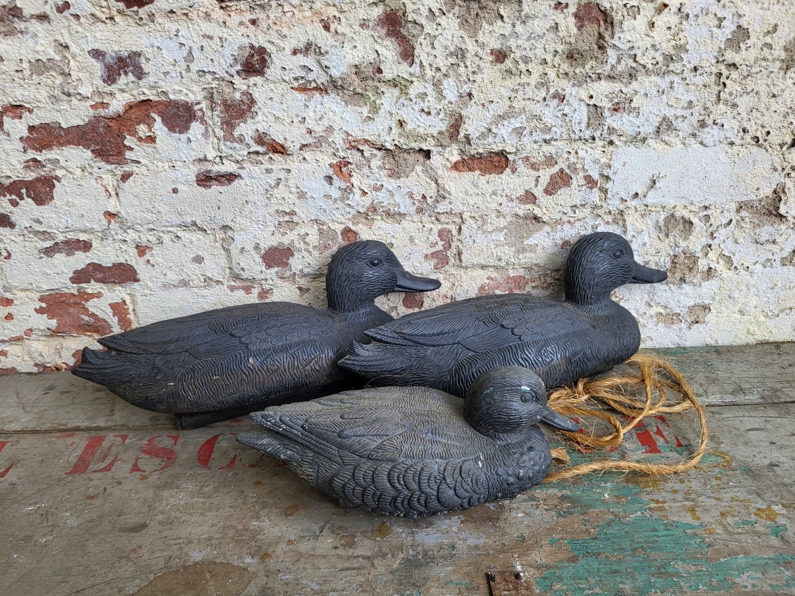 Set van 3 oude brocante kunststof lokeenden / allegonda, Ophalen of Verzenden